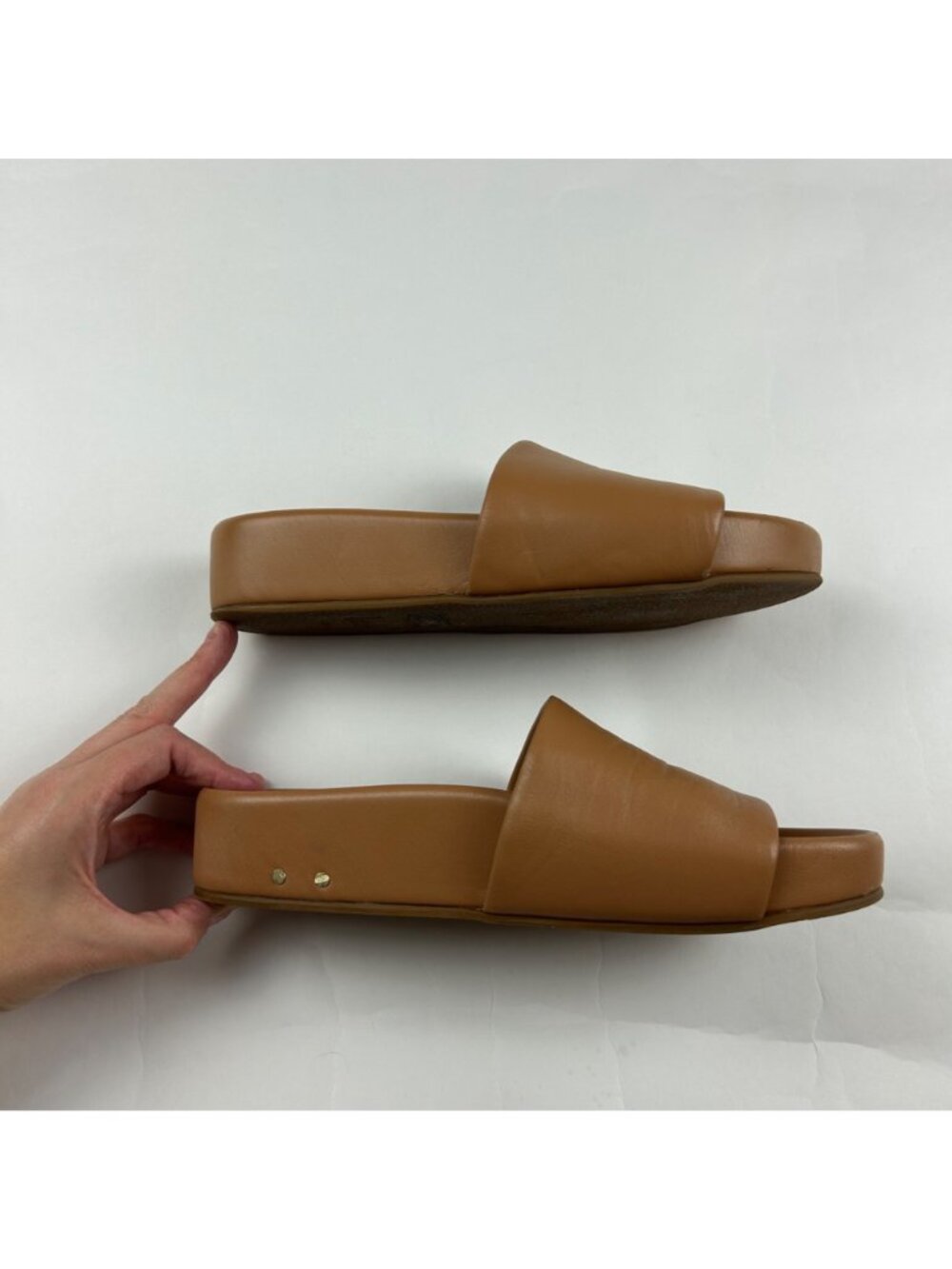 Beek Honey Tan Pelican Leather Platform Sandal 9 - Picture 5 of 8